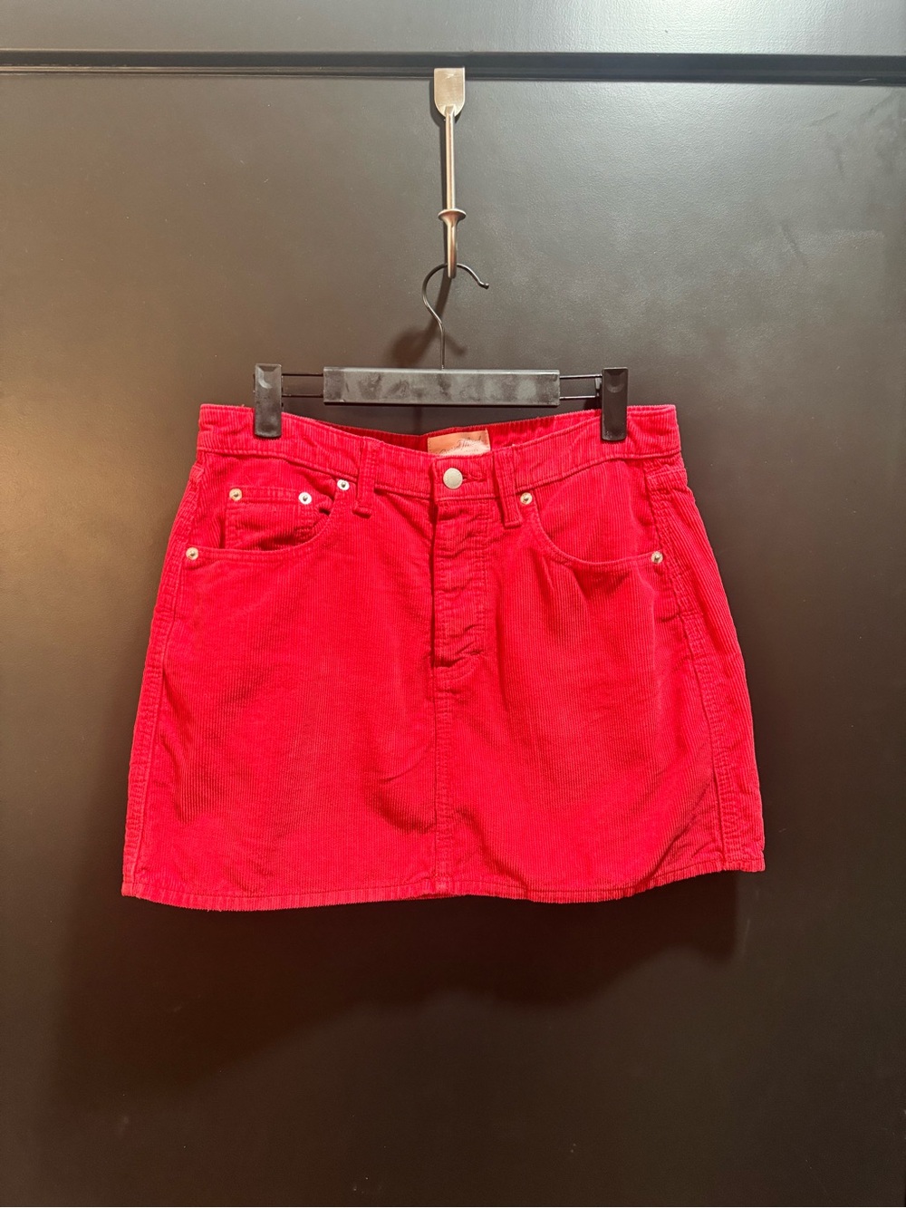Women's Red Corduroy Mini Skirt